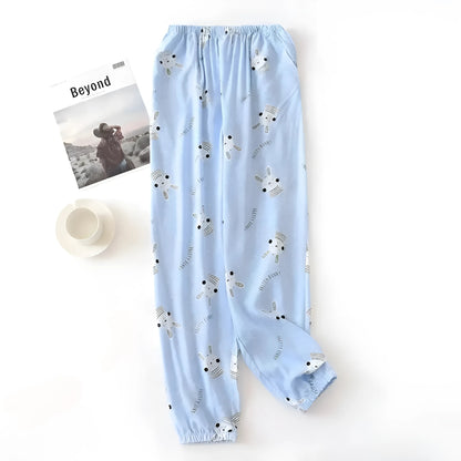 Bleu clair Pantalons de pyjama à motifs colorés