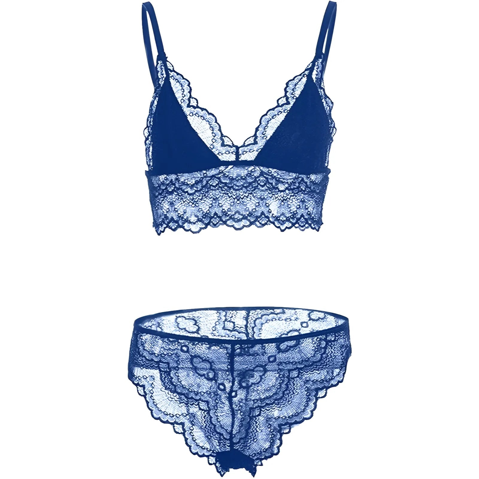 Bleu Ensemble de lingerie en dentelle avec bralette