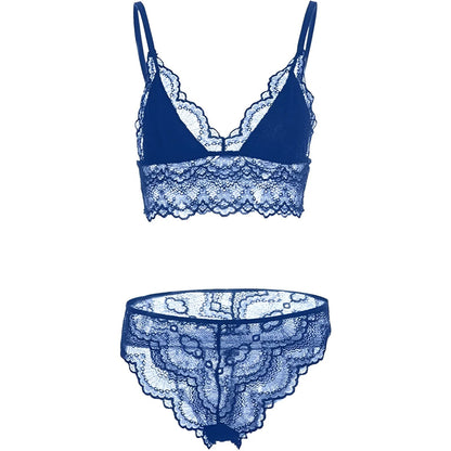 Bleu Ensemble de lingerie en dentelle avec bralette