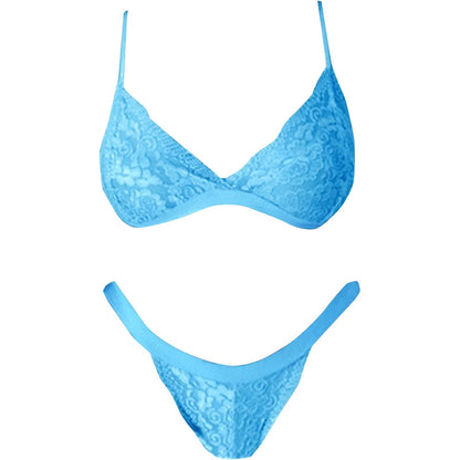 Bleu Ensemble de lingerie en dentelle classique