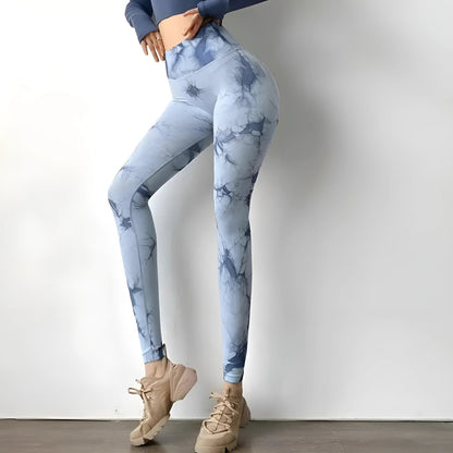 Bleu Leggings pour femmes avec motif décoratif