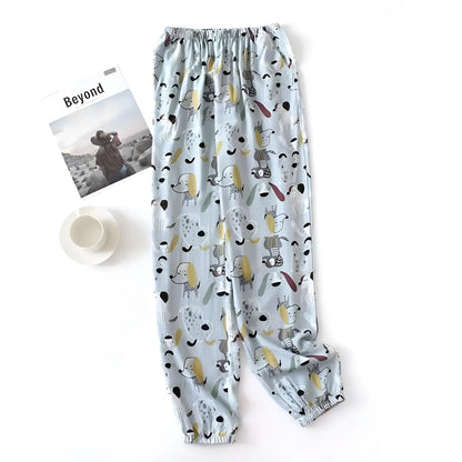 Bleu Pantalons de pyjama à motifs colorés