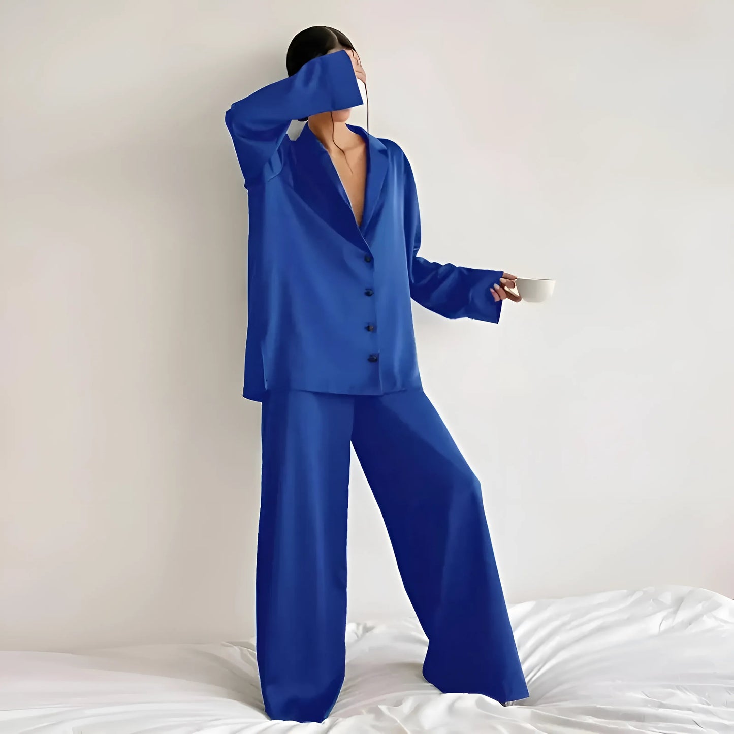 Bleu Pyjama en satin large