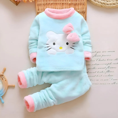 Bleu Pyjamas en peluche pour enfants sur le thème des chats