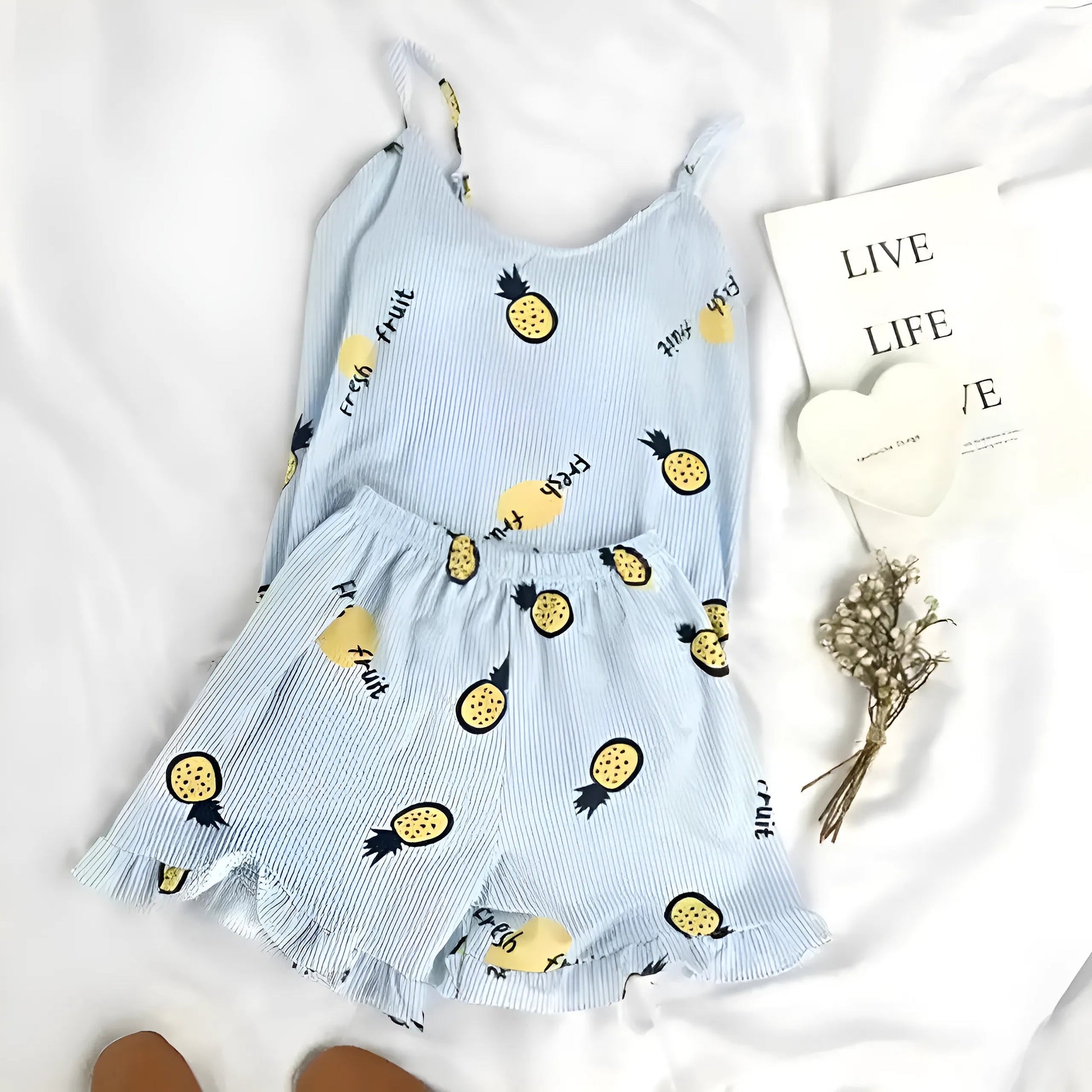 Bleu Pyjamas imprimé de lapin pour femmes