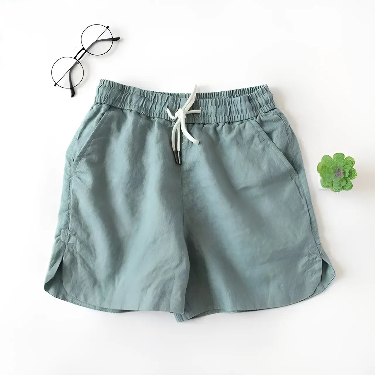 Bleu Shorts de sommeil amples avec taille à nouer