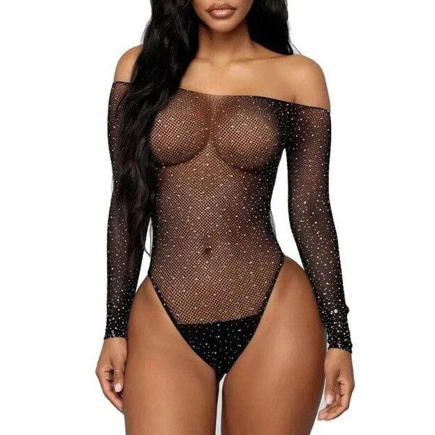 Body en dentelle transparente - noir / universel