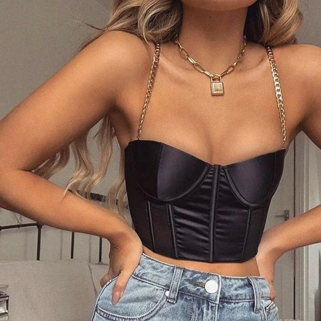 Bralette avec détail de chaîne - noir / s