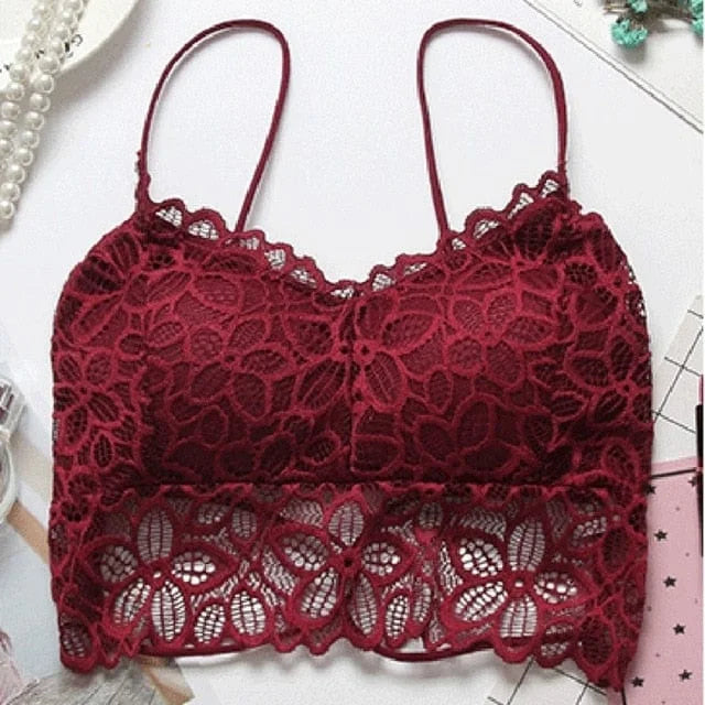 Bralette en dentelle avec push-up et fond abaissé