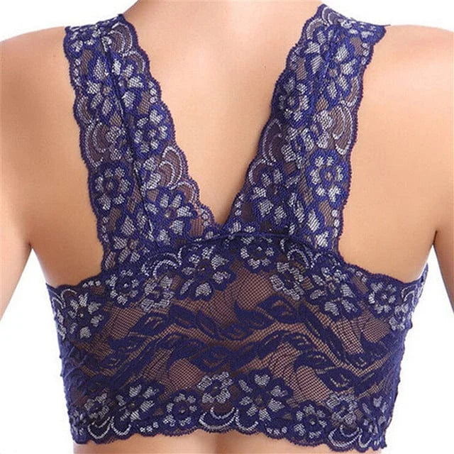 Bralette en dentelle - bleu marine / s