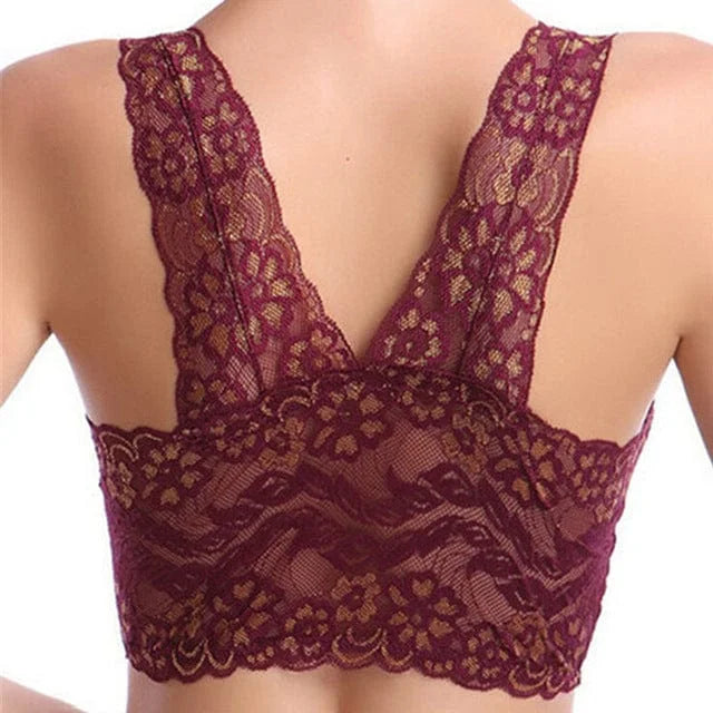 Bralette en dentelle - bourgogne / s