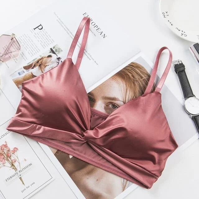 Bralette en satin - rouge / universel