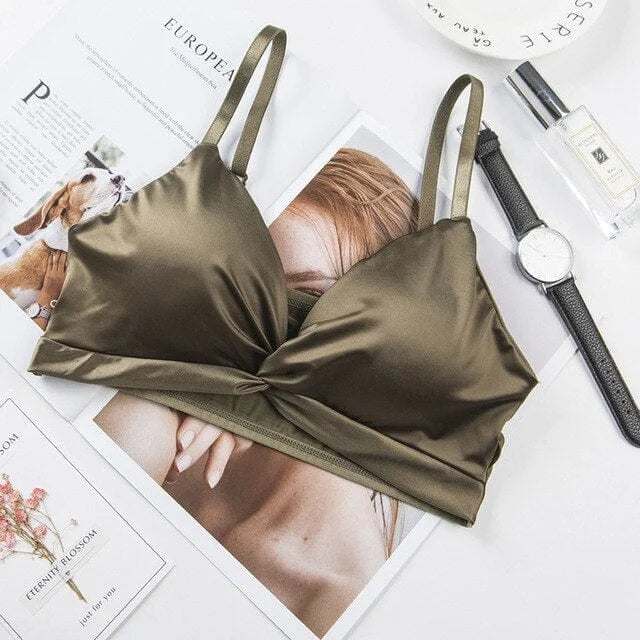 Bralette en satin - vert / universel