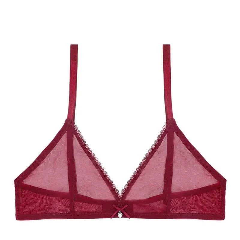 Bralette transparente - bourgogne / s