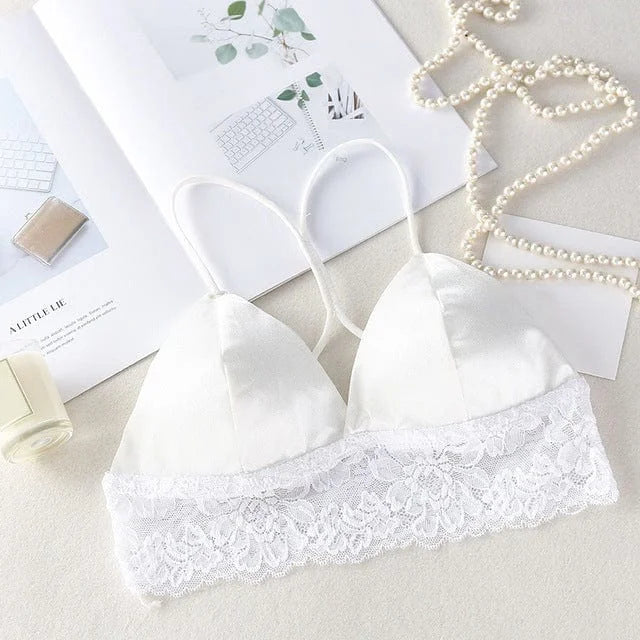 Brassière satinée de style bralette - blanc / universel