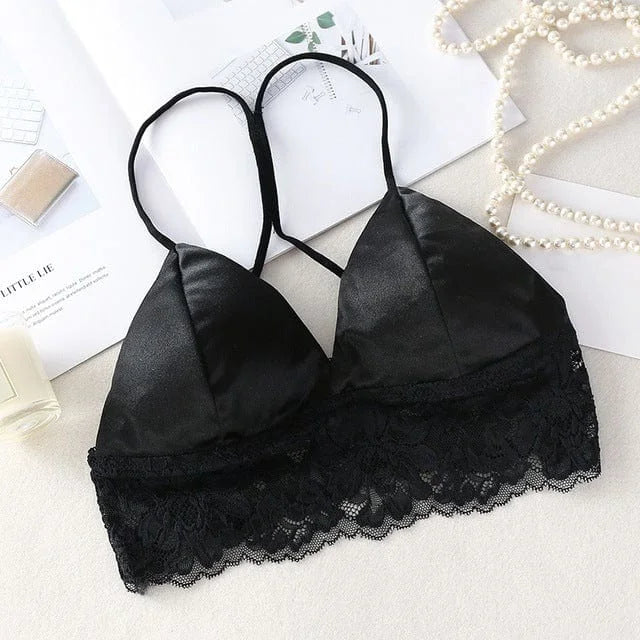 Brassière satinée de style bralette - noir / universel