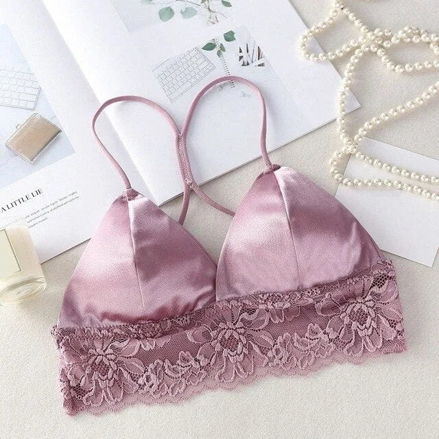 Brassière satinée de style bralette - rose / universel