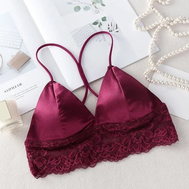 Brassière satinée de style bralette - rouge / universel