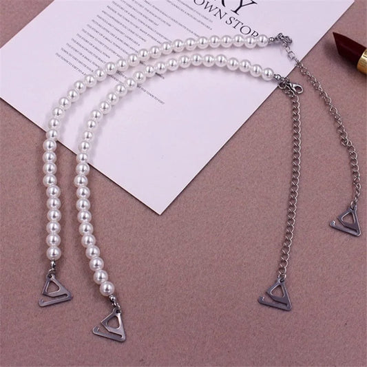 Bretelles de soutien-gorge décoratives avec perles - blanc
