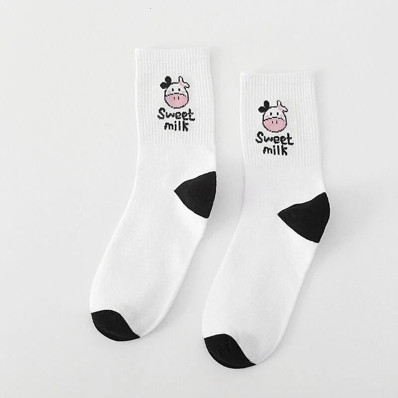 Chaussettes à motif de vache - blanc / universel