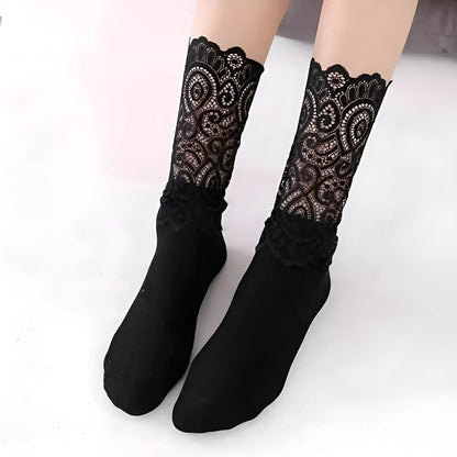  Chaussettes avec bord en dentelle douce