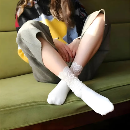  Chaussettes avec bord en dentelle douce