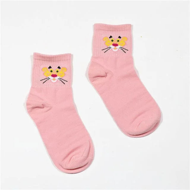 Chaussettes cheville avec motif panthère rose - rose / 35-39