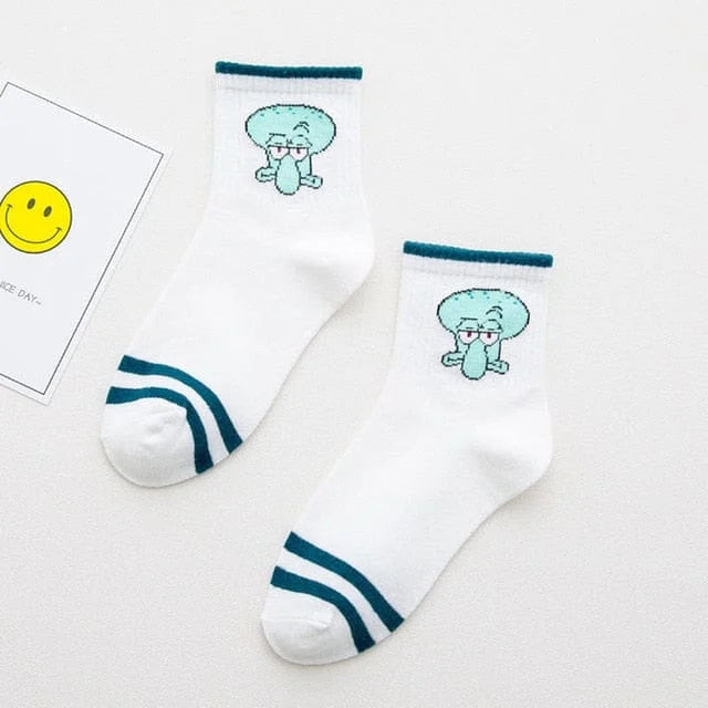 Chaussettes cheville avec personnages de dessins animés spongebob - bleu / 35-39