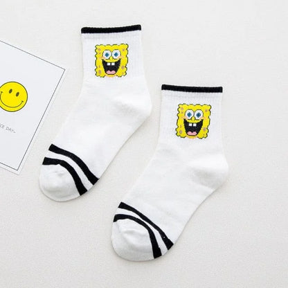 Chaussettes cheville avec personnages de dessins animés spongebob - noir / 35-39