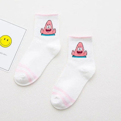 Chaussettes cheville avec personnages de dessins animés spongebob - rose / 35-39