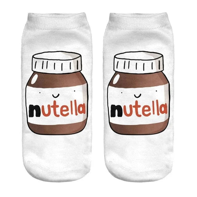 Chaussettes courtes avec motif nutella - blanc / 35-39