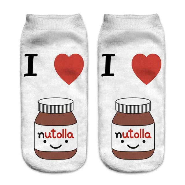 Chaussettes courtes avec motif nutella - blanc / 35-39