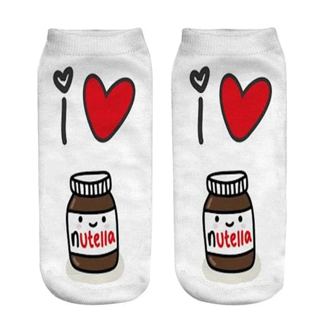 Chaussettes courtes avec motif nutella - blanc / 35-39