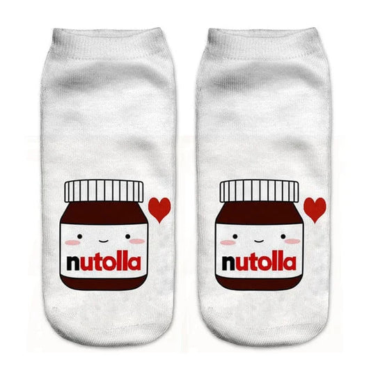 Chaussettes courtes avec motif nutella - blanc / 35-39