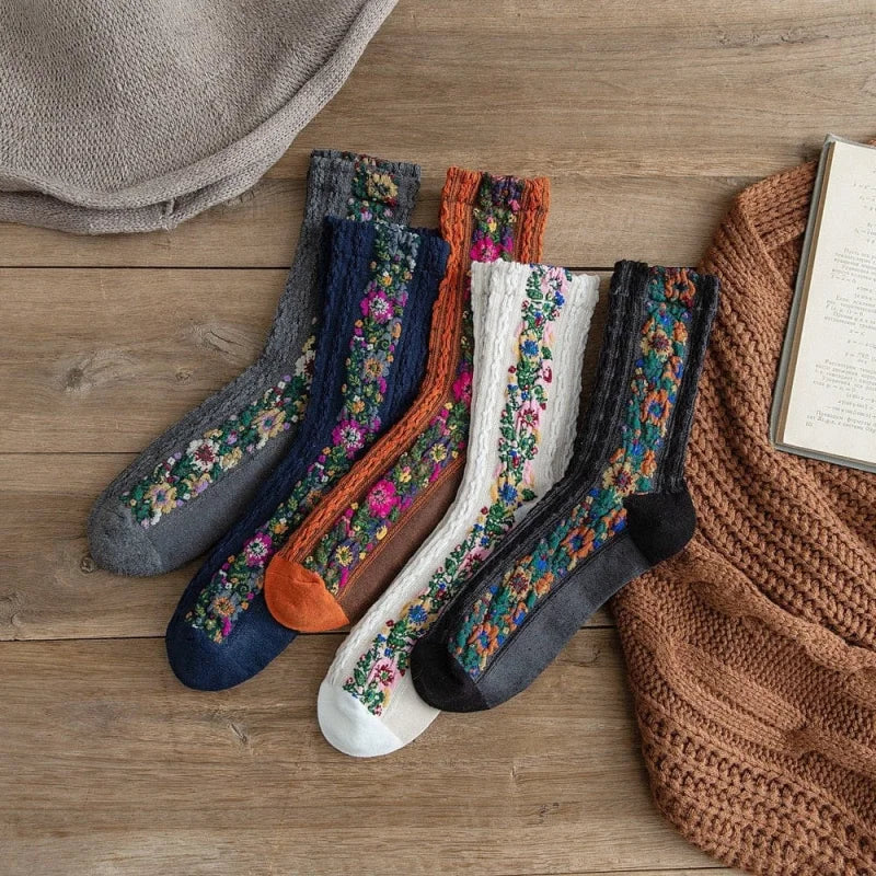 Chaussettes décoratives avec motif floral