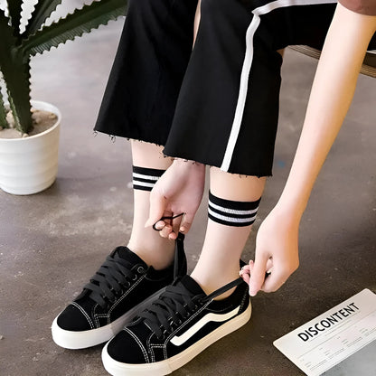  Chaussettes en maille avec bande décorative colorée