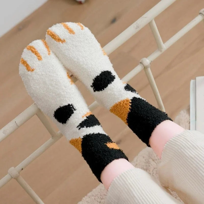 Chaussettes épaisses avec motif de patte - multicolore