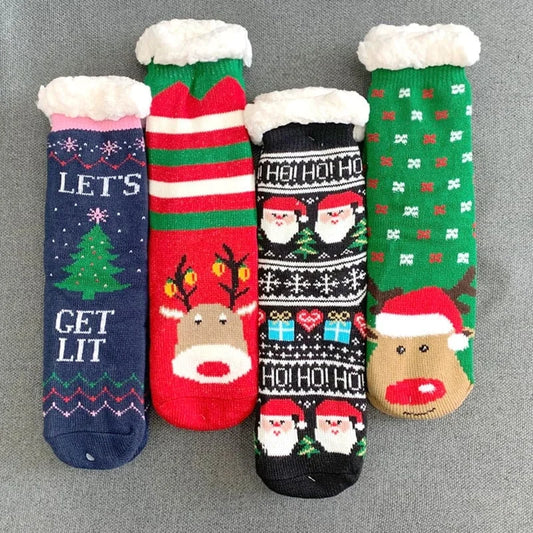 Chaussettes épaisses pour femmes avec motif de noël