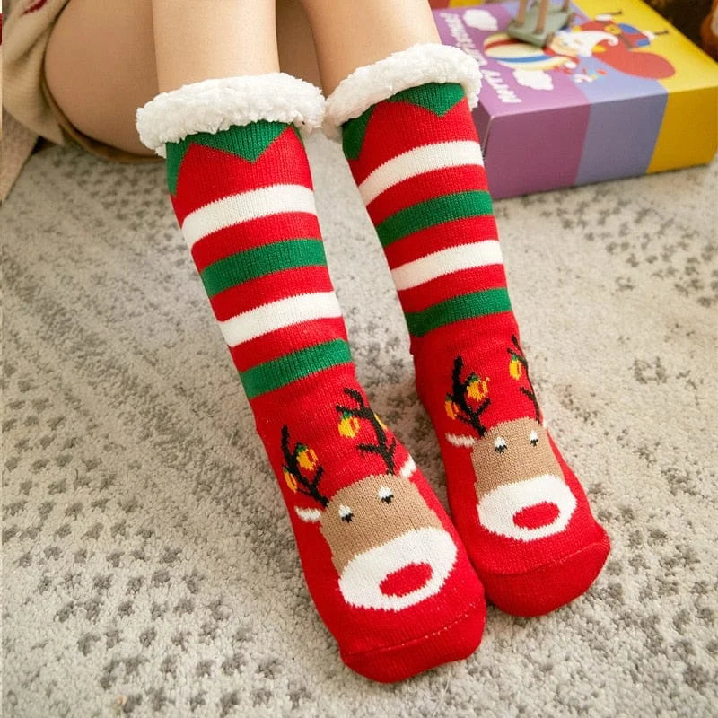 Chaussettes épaisses pour femmes avec motif de noël - vert / universel