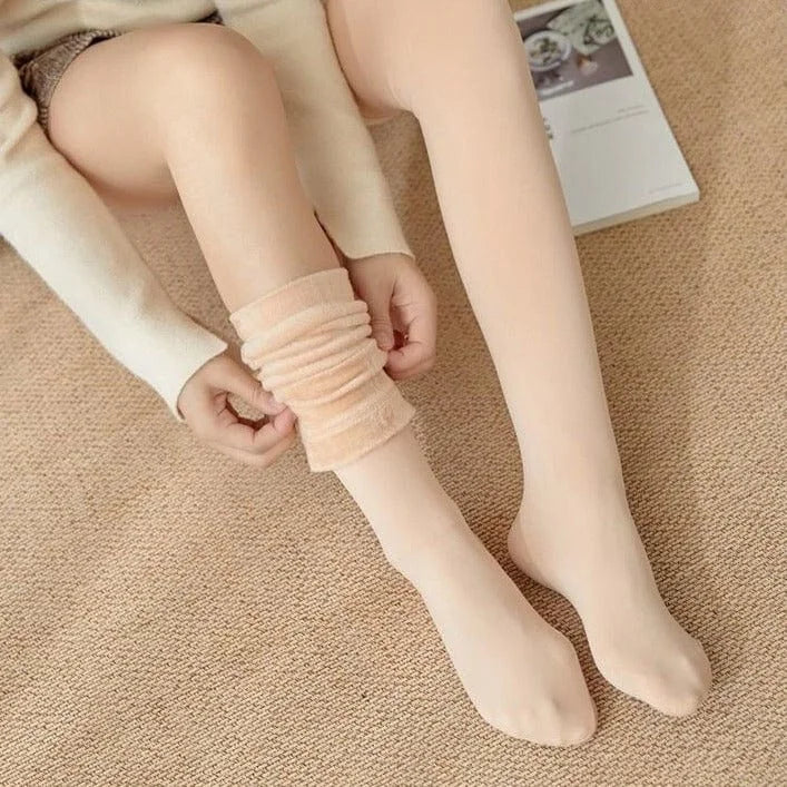 Chaussettes hautes pour femmes isolées - beige