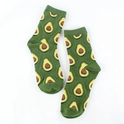 Chaussettes longues avec des imprimés de fruits et légumes - vert / 35-39