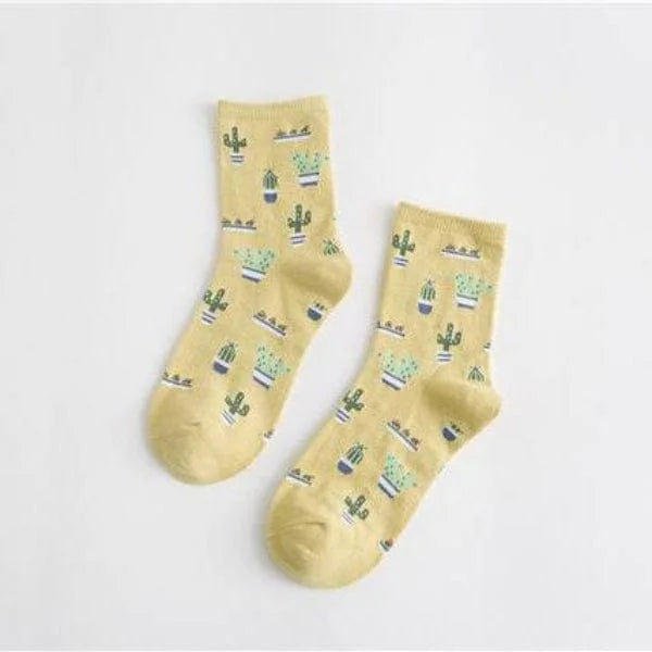 Chaussettes longues avec motif de cactus