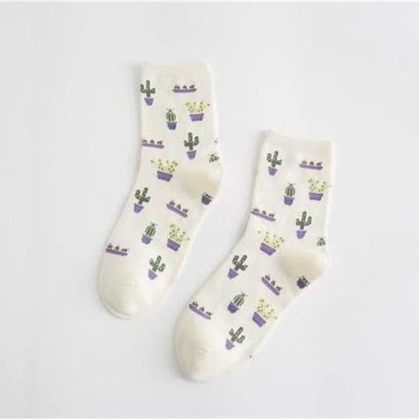 Chaussettes longues avec motif de cactus