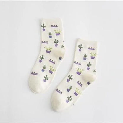 Chaussettes longues avec motif de cactus