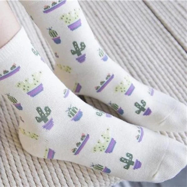 Chaussettes longues avec motif de cactus