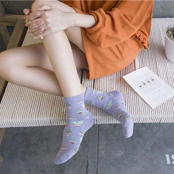 Chaussettes longues avec motif de cactus