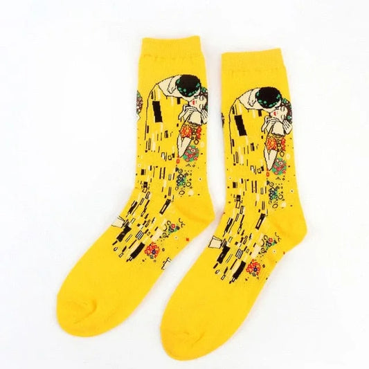 Chaussettes longues avec motif image - jaune / 35-40