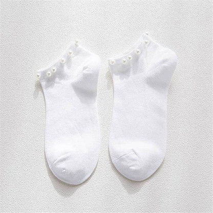 Chaussettes pour femme avec des perles - blanc / 35-39
