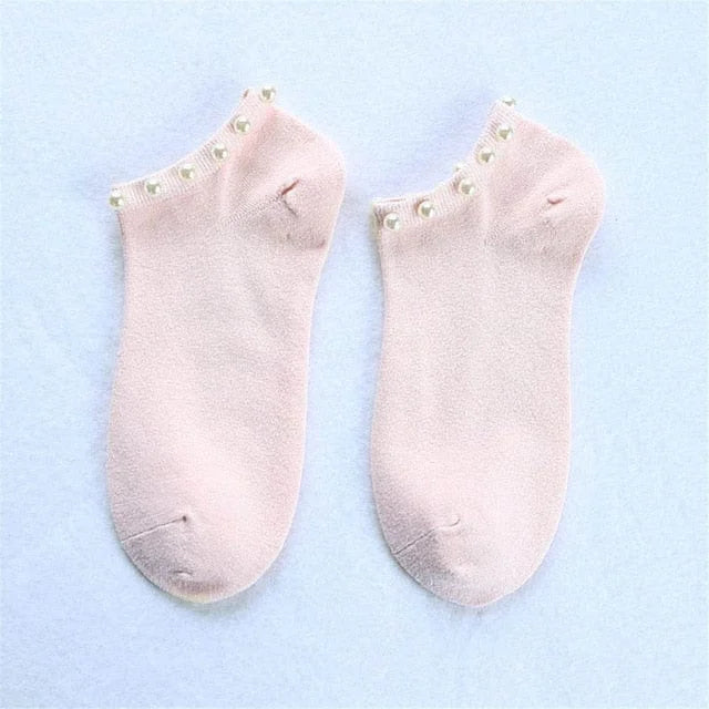 Chaussettes pour femme avec des perles - rose / 35-39