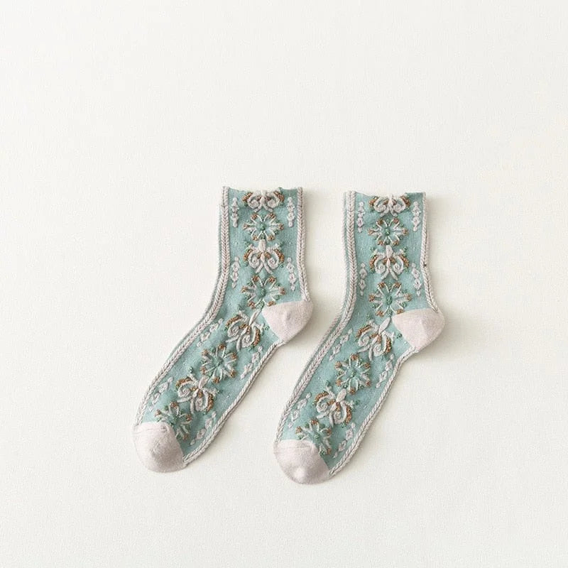 Chaussettes pour femmes avec motif décoratif - bleu / universel